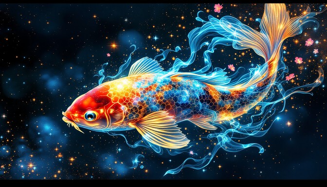 Free Cosmic Koi Fantasy Image - Koi, Bioluminescent, Glowing | Download ...