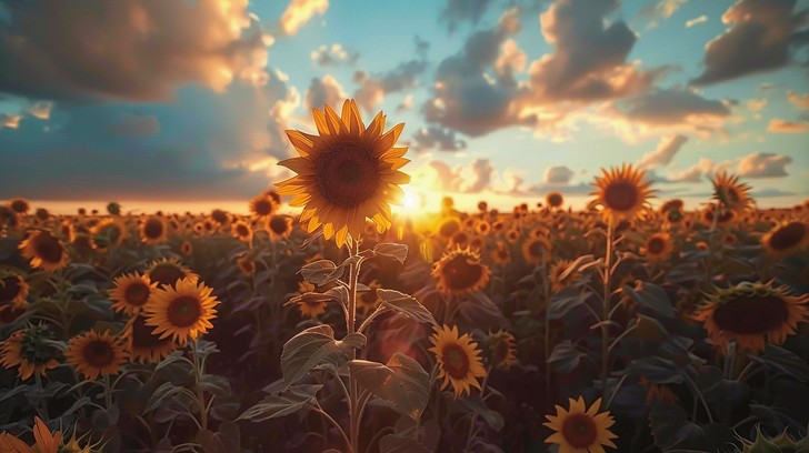 Free Sunset Sunflower Field Image - Sunset, Sunflowers, Sky | Download ...