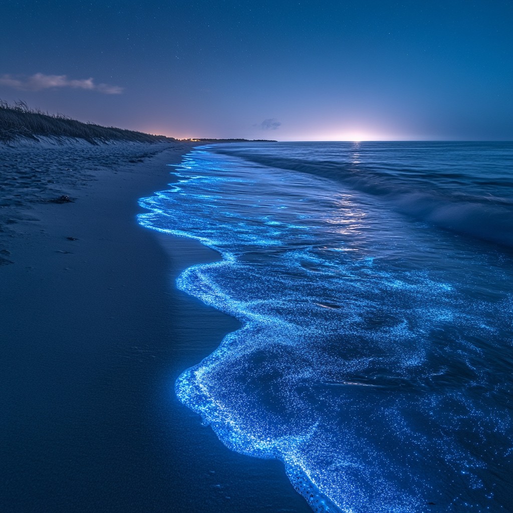 Free Bioluminescent beach night Image - Beach, Night, Bioluminescence ...