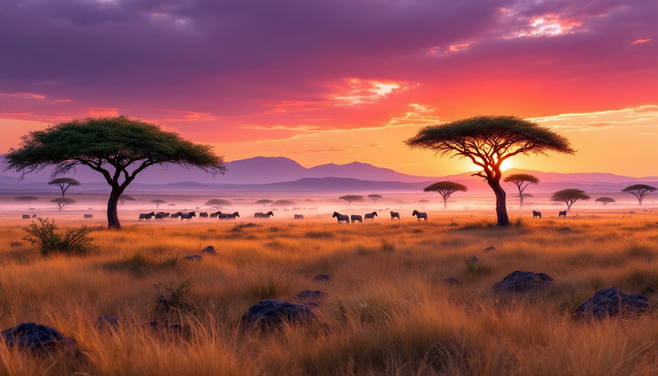 Free African Safari Dawn Image - Savannah, Sunrise, Zebras | Download ...