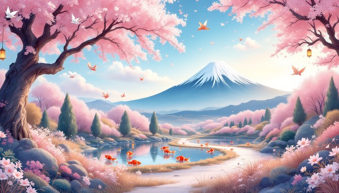 Free Japanese Spring Magic Image - Watercolor, Illustration, Japanese ...