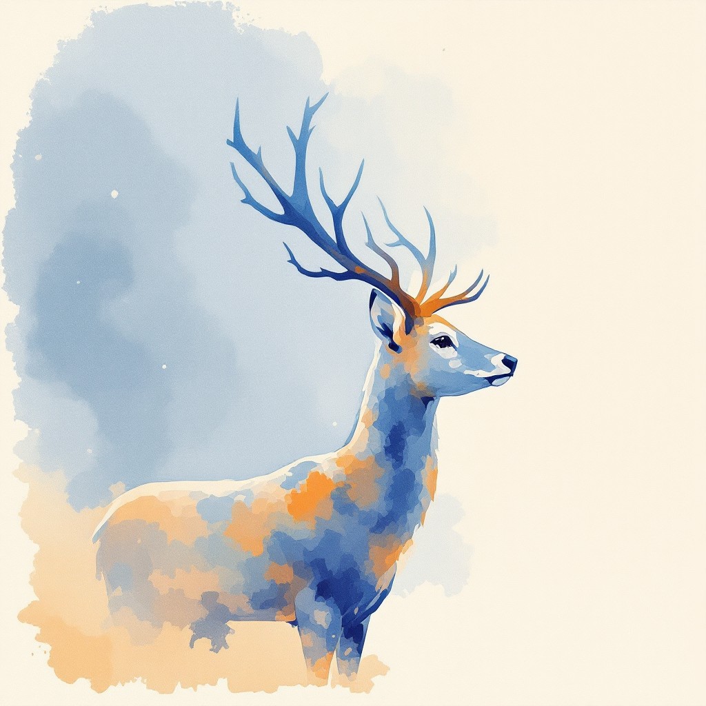 Free Mystical Blue Deer Image - Watercolor, Deer, Antlers | Download at ...