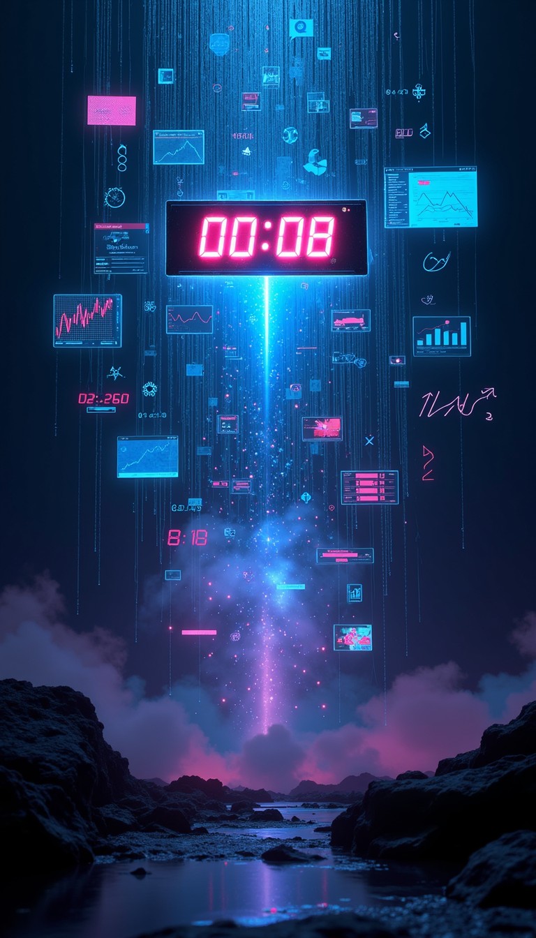 Free Neon Deadline Interface Image - Cyberpunk, Holographic, Countdown ...