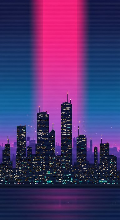Free Neon Pixel Skyline Image | Download at StockCake