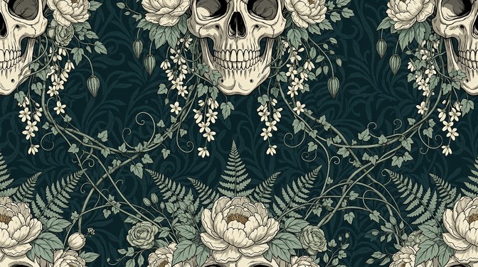 Free Gothic Skull Pattern Image - Gothic, Skulls, Roses | Download at ...