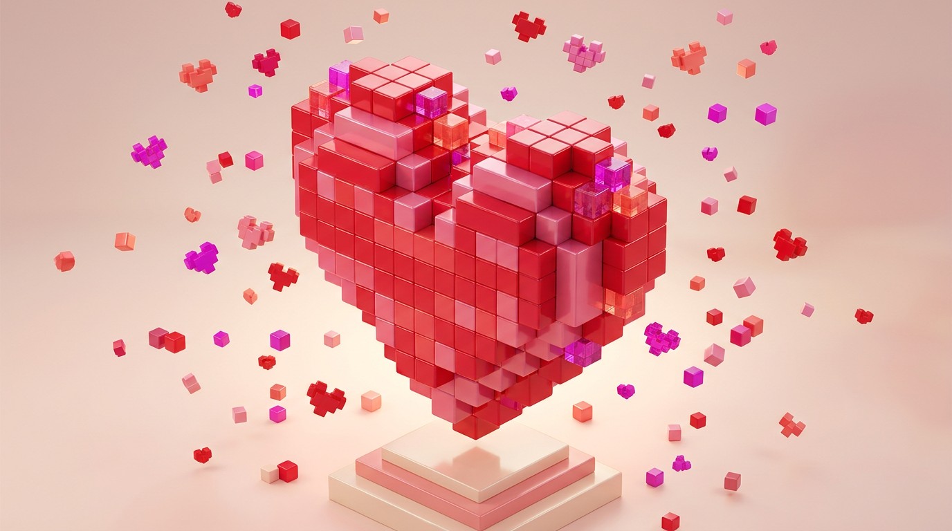 Free Pixelated Love Sculpture Image - Voxel, Heart, Sculpture ...