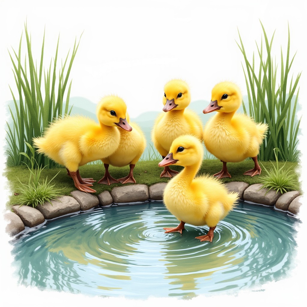 Free Ducklings First Swim Photo Ducklings Yellow Fluffy Download
