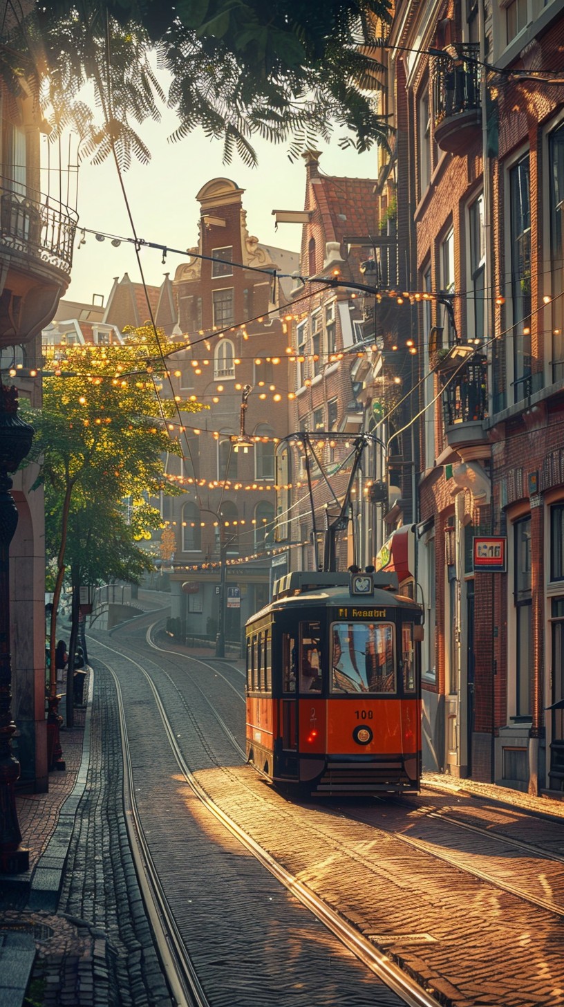 Free Vintage Tram Scene Image - Tram, Sunset, Street | Download at ...