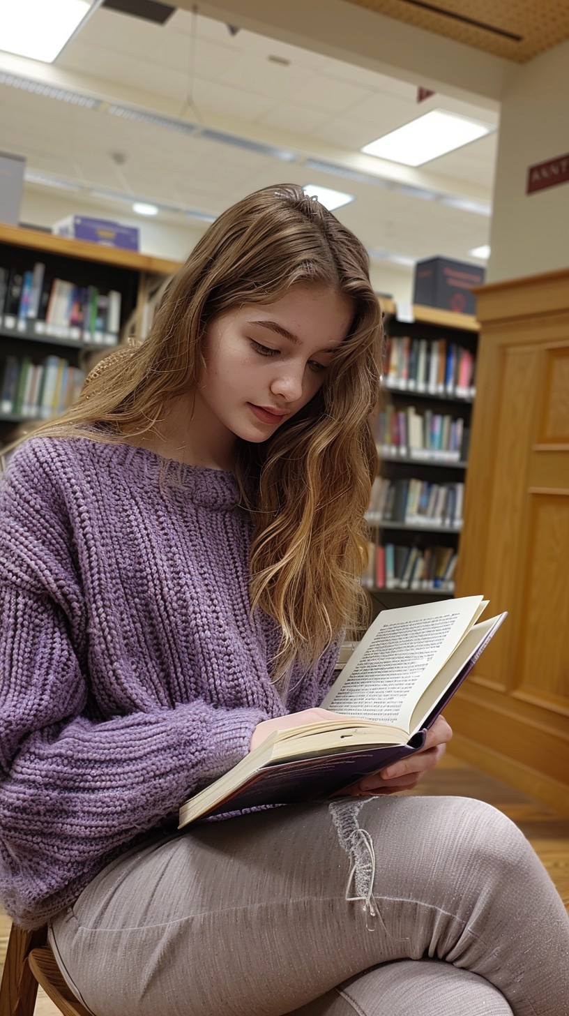 Library With Reading Free Reading in Library Image - Reading, Library, Woman | Download at ...
