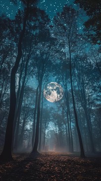 Free Mystical Moonlit Forest Image - Moon, Forest, Night | Download at ...