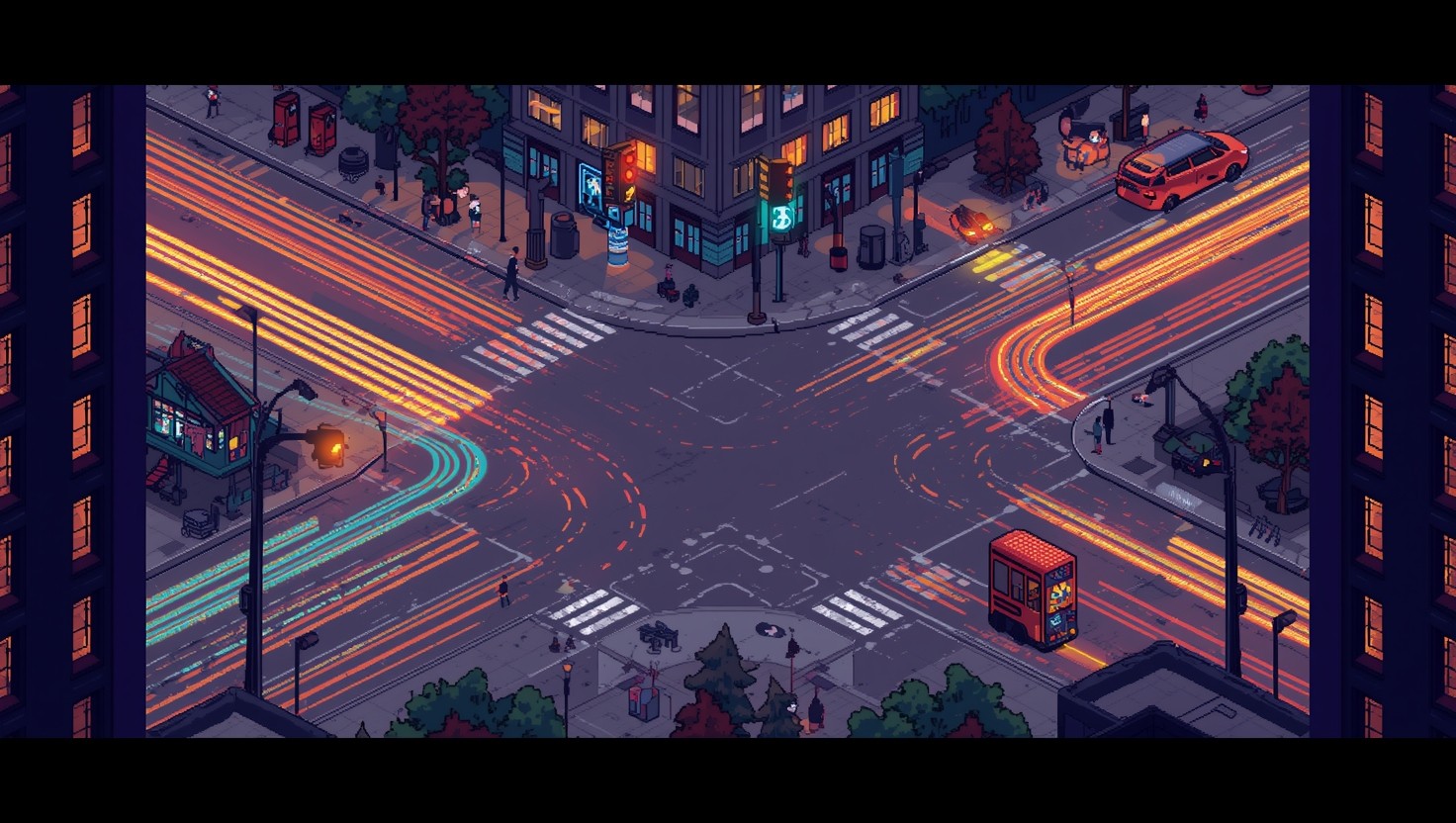 Intersection Strreet Behance Free Urban Intersection Sunset Image - Pixel, Isometric, Intersection ...
