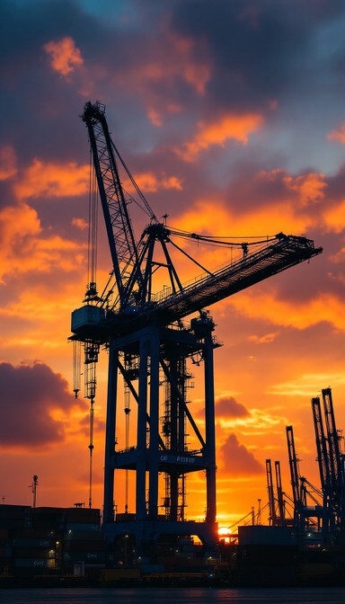 Free Harbor Crane Sunset Image - Crane, Sunset, Harbor | Download at ...