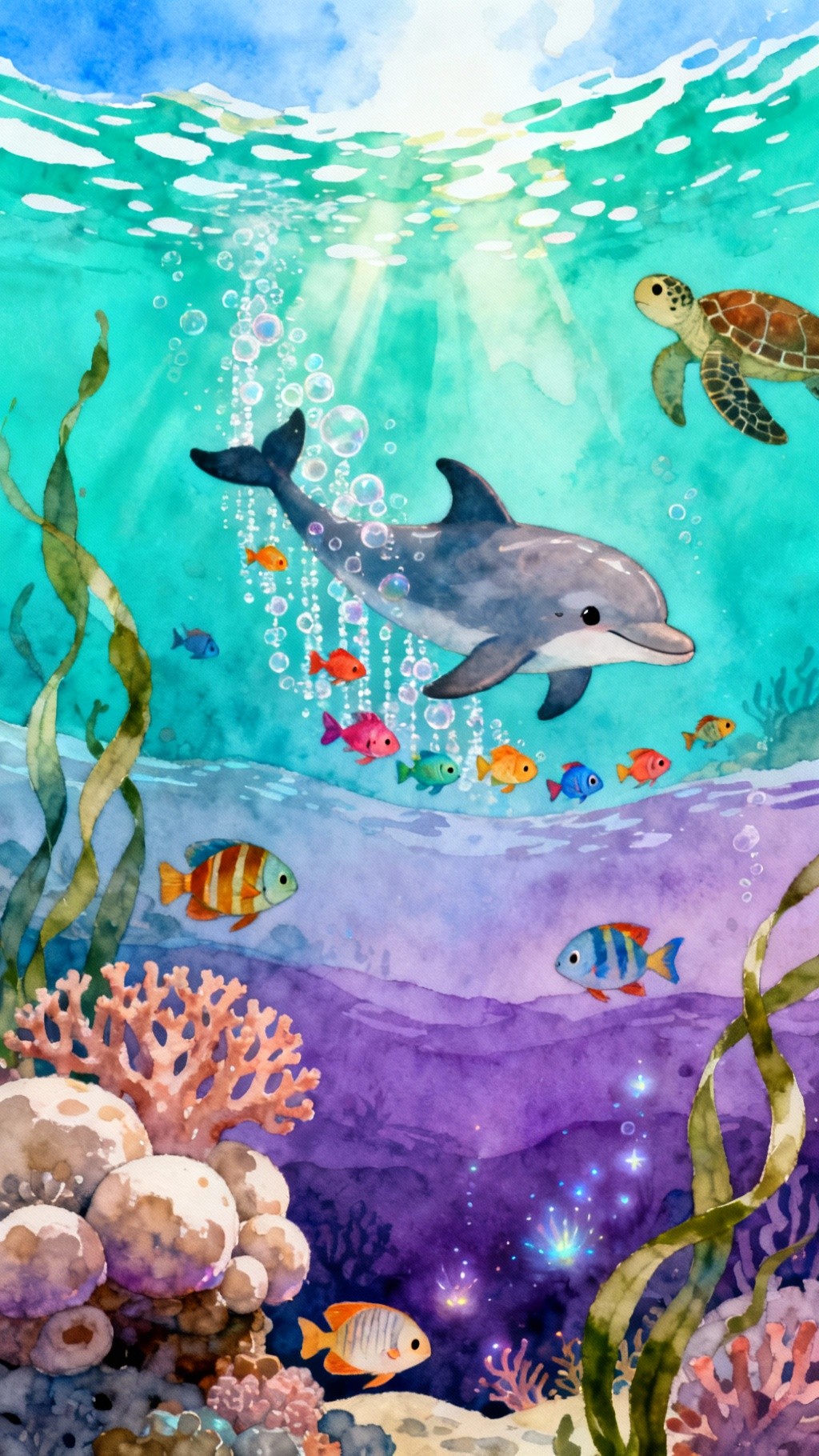 Ocean Graphics Colorful Free Ocean's Colorful Layers Photo - Dolphin, Turtle, Underwater ...
