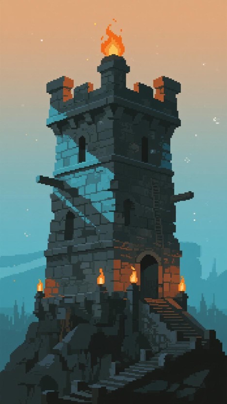 Free Illuminated Pixel Fortress Image - Tower, Pixel, Fortress ...