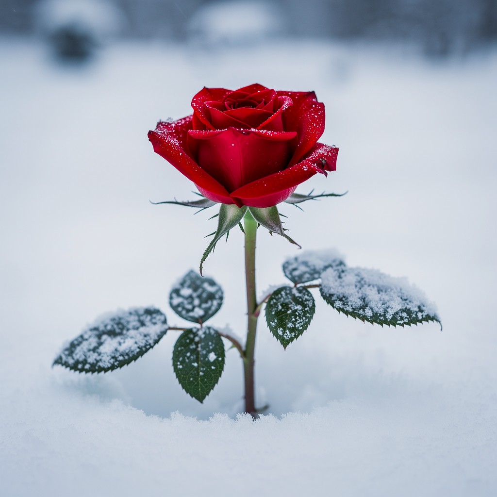 Free Winter's Red Bloom Image - Rose, Snow, Winter | Download at StockCake