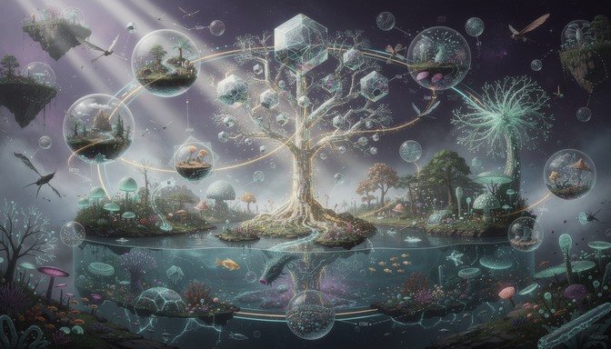 Free Cosmic Ecosystem Web Image - Ecosystem, Bioluminescent, Cosmic ...