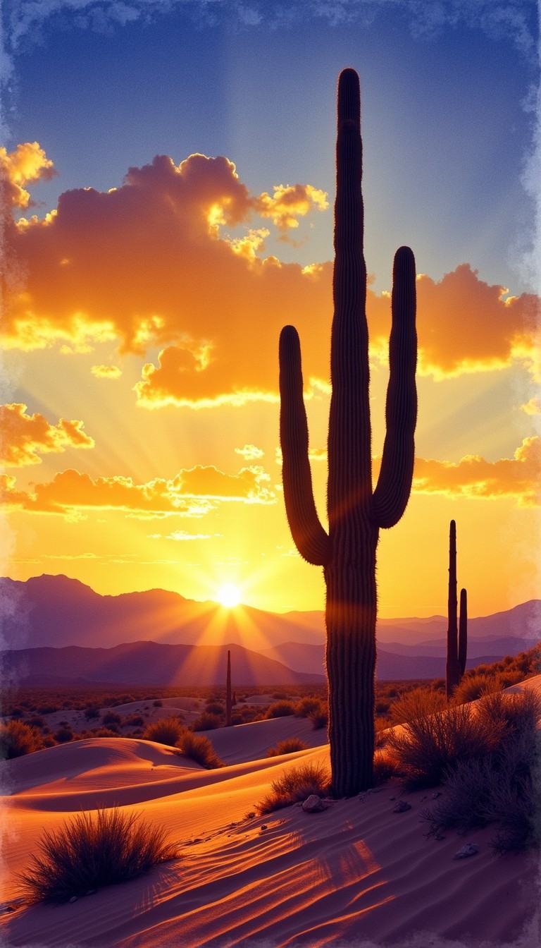 Free Desert Sunset Silhouette Image - Saguaro, Cactus, Sunset ...