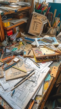 Free Architect's Creative Mess Image - Architecture, Desk, Blueprints ...