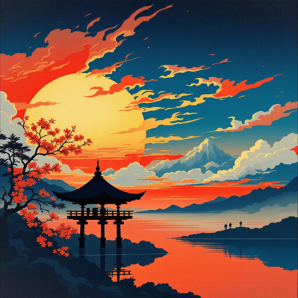 Japanese Tree Sunset Background Free Japanese Sunset Serenity Image - Japanese, Sunset, Pagoda ...