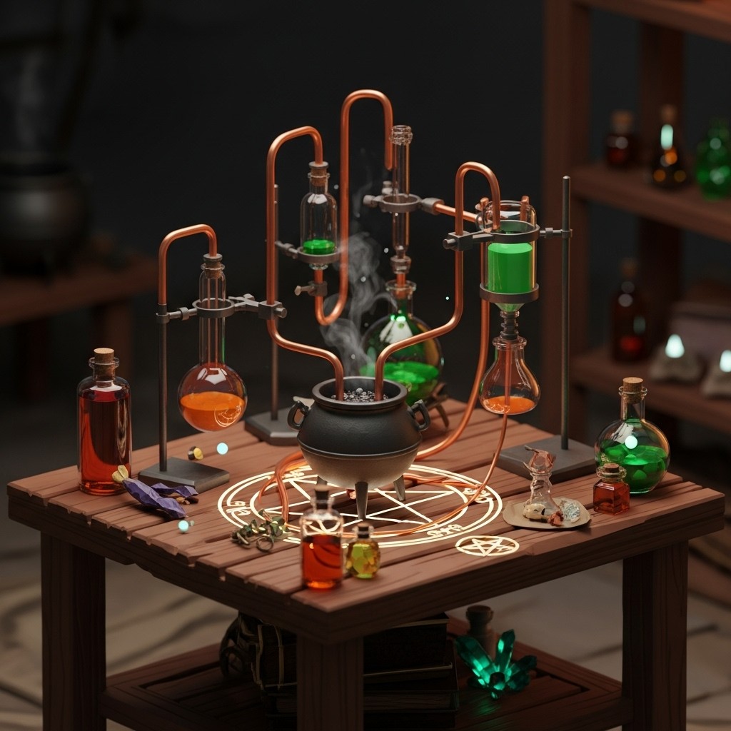 Free Mystical Alchemy Station Image - Alchemy, Potions, Cauldron ...