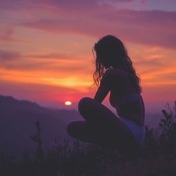 夕日のシルエットと沈思の画像をダウンロード - 夕日, シルエット