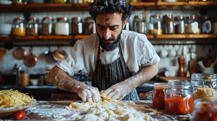 Pasta Thouges For Chef Download Chef Making Pasta Image - Chef, Pasta, Cooking | StockCake