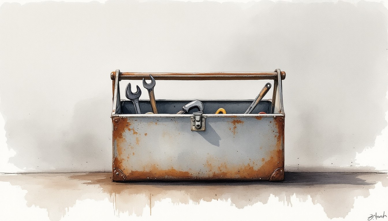 Rusty Box Vector Free Rusty Toolbox Art Image - Toolbox, Watercolor, Minimalist ...