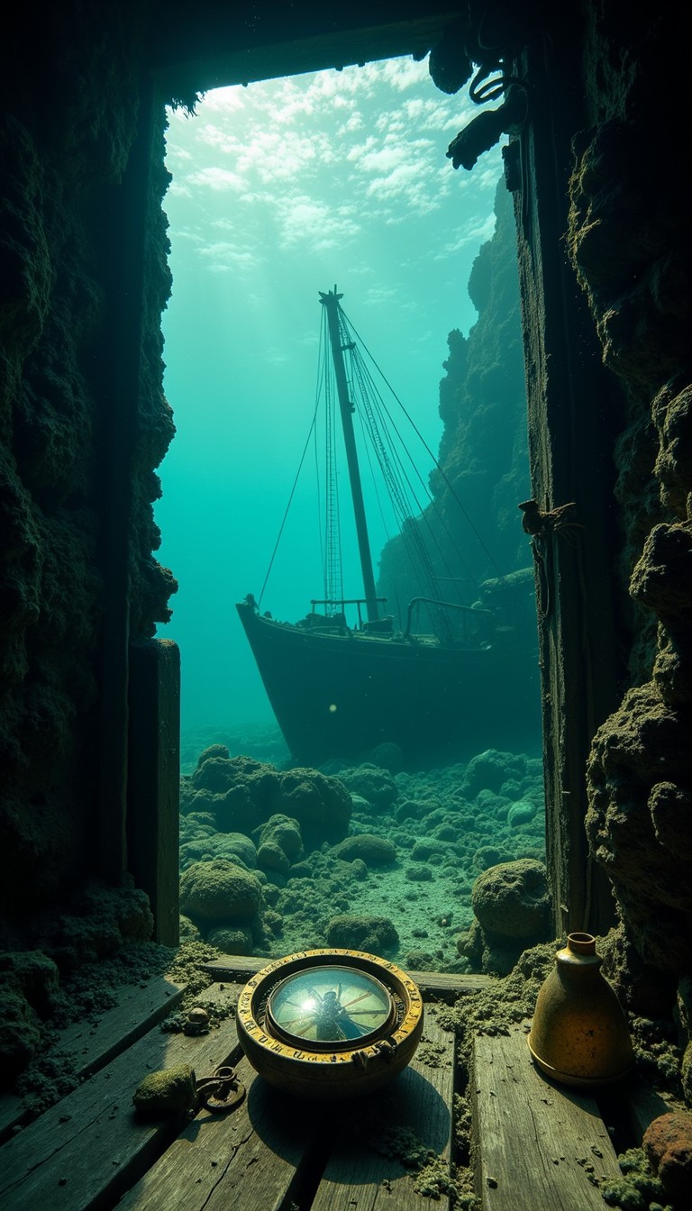 Free Submerged nautical treasure Image - Shipwreck, Underwater, Compass ...