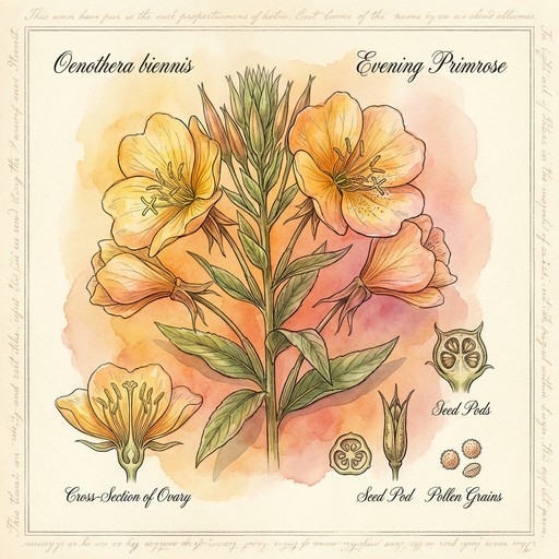 Free Evening Primrose Bloom Image - Botanical, Illustration, Primrose ...