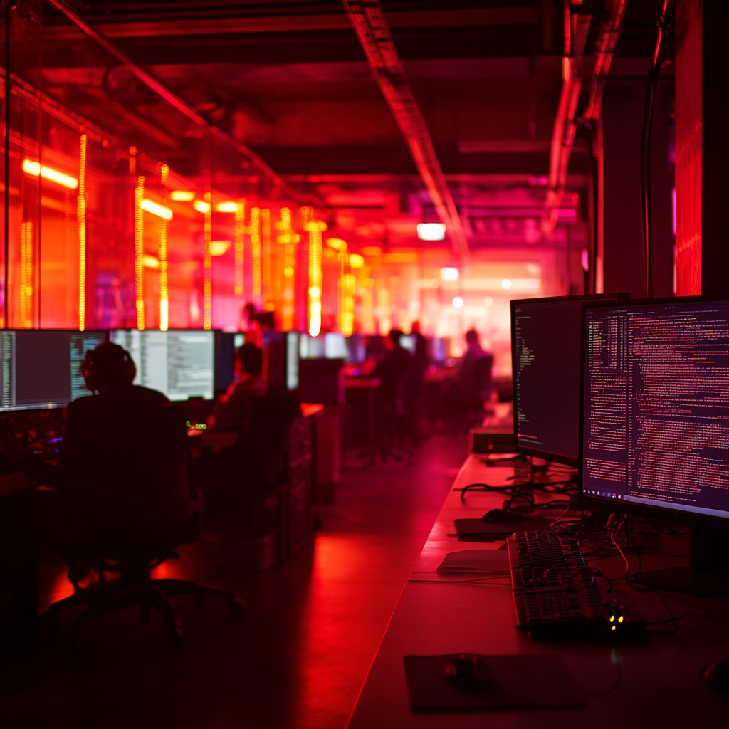 Free Neon-lit workspace Image - Office, Neon, Computers | Download at ...