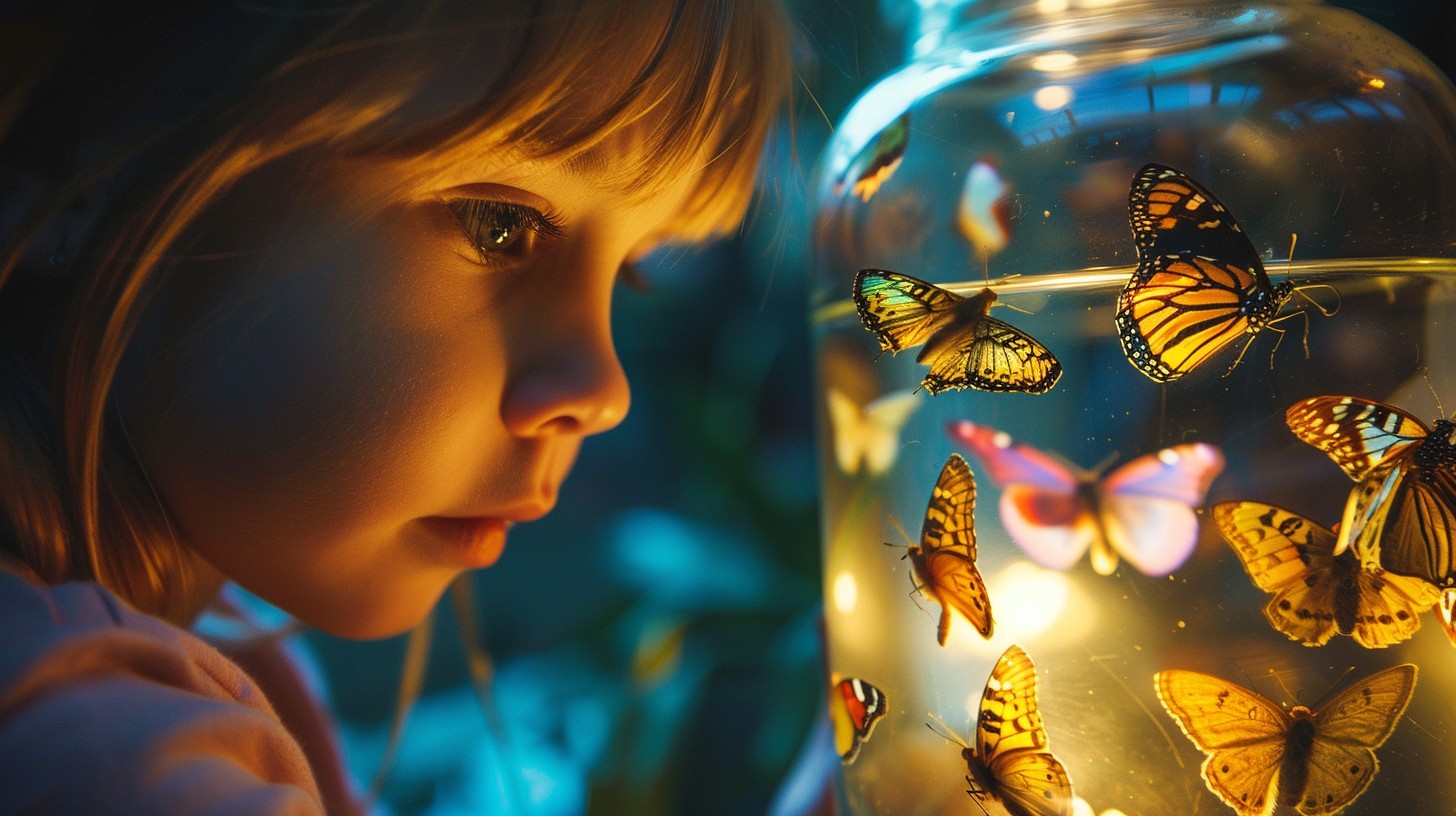 Free Child observing butterflies Image - Child, Butterflies, Wonder ...