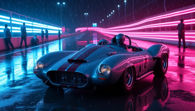 Free Neon Racing Classic Image - Neon, Car, Vintage | Download at StockCake