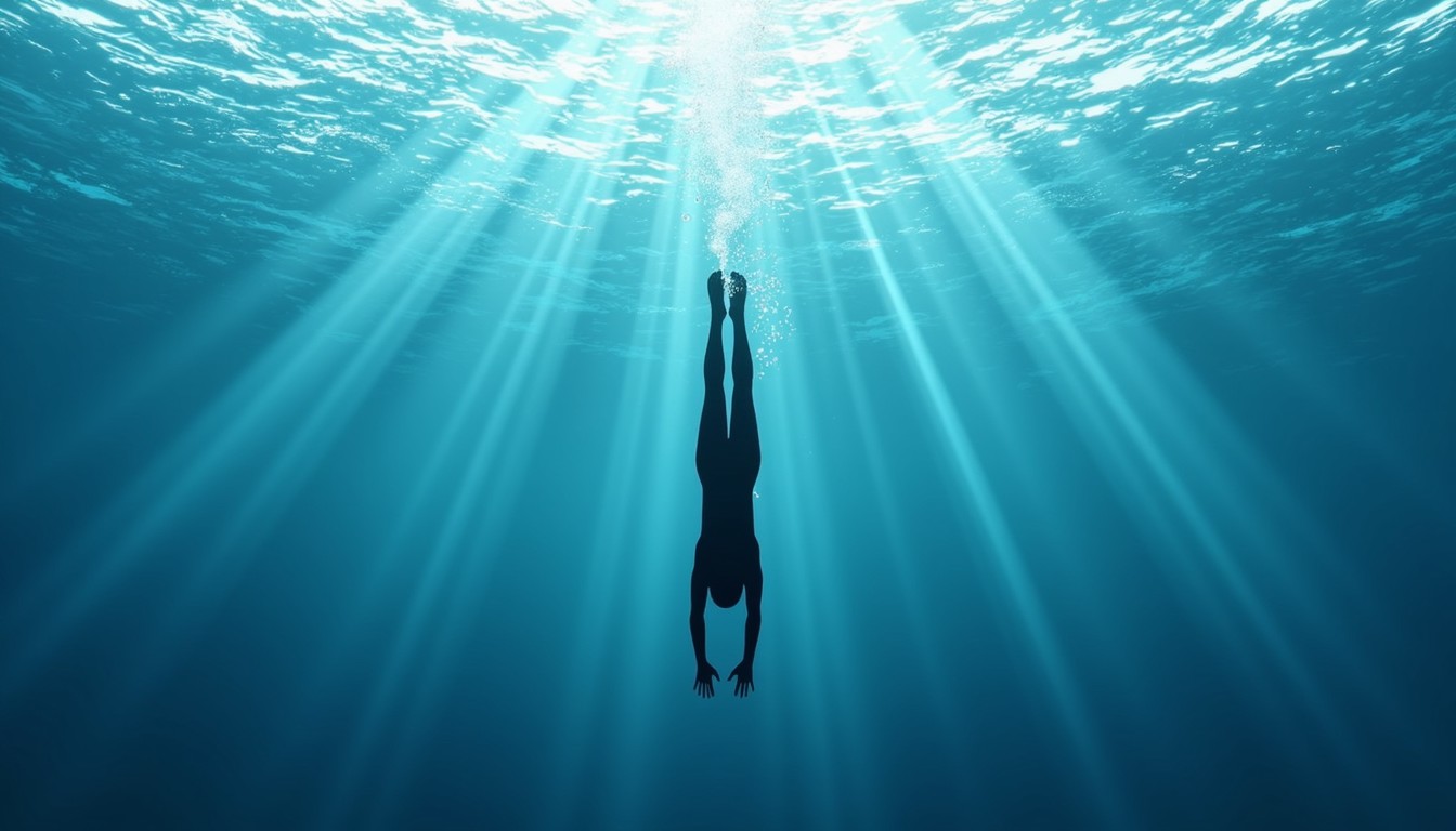 Free Submerged Diving Silhouette Image - Diver, Underwater, Silhouette ...