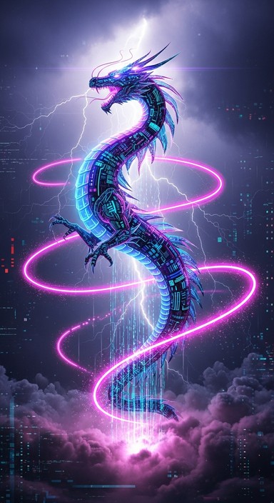 Free Cyberpunk Dragon Grid Image - Dragon, Cyberpunk, Neon | Download ...