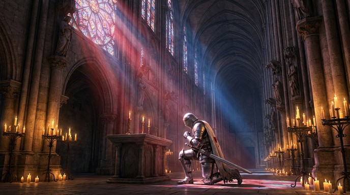 Free Knight Prays Alone Image - Knight, Cathedral, Prayer | Download at ...