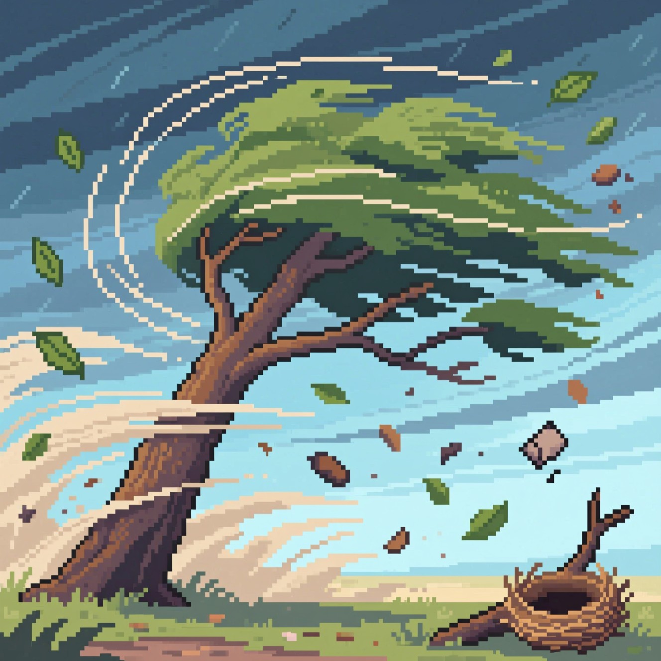 Free Windswept Pixel Tree Image - Pixel, Tree, Wind | Download at StockCake