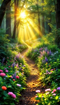 Free Enchanted Forest Path Image - Forest, Path, Sunbeams | Download at ...