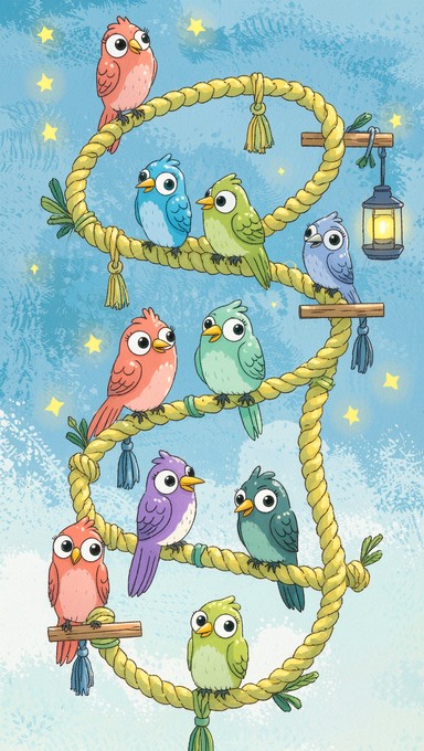 Free Colorful Bird Perch Image - Birds, Whimsical, Rope | Download at ...