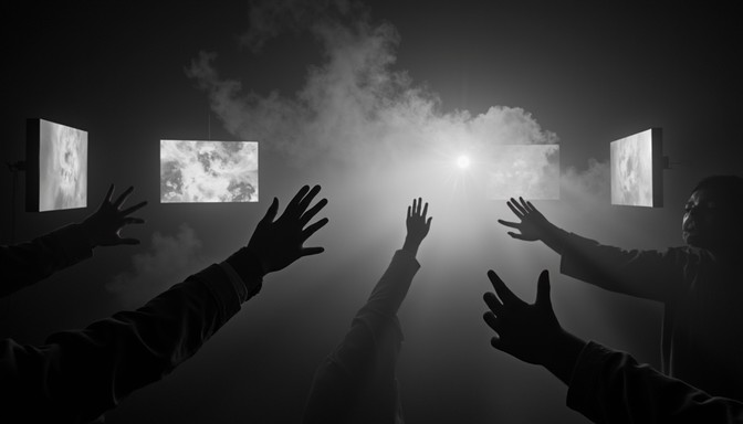 Free Screens Through Darkness Image - Screens, Darkness, Hands ...