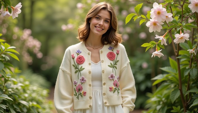 Spring Floral Cardigan Free Floral Embroidered Cardigan Image - Cardigan, Embroidery, Floral ...
