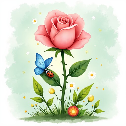 Free Enchanted Floral Friends Image - Rose, Butterfly, Ladybug ...