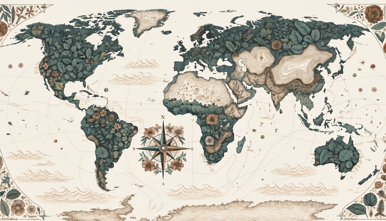 Free Botanical World Map Image - Botanical, Vintage, Map | Download at ...