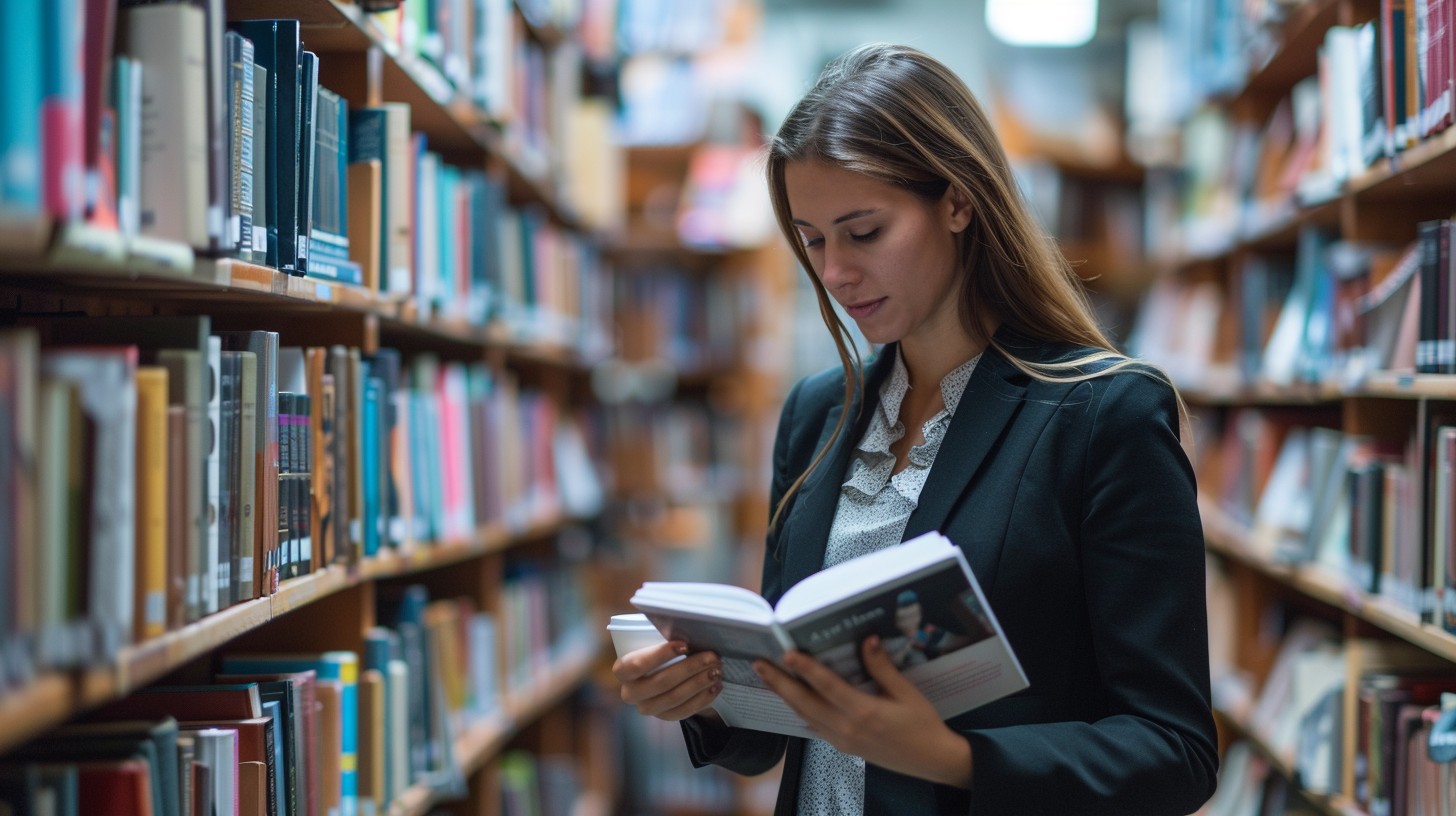 Reading In The Library Free Reading in Library Image - Reading, Library, Woman | Download at ...