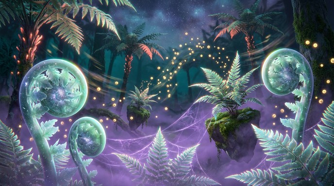 Fern Using Magic Free Bioluminescent Forest Magic Image - Bioluminescent, Ferns, Fantasy ...
