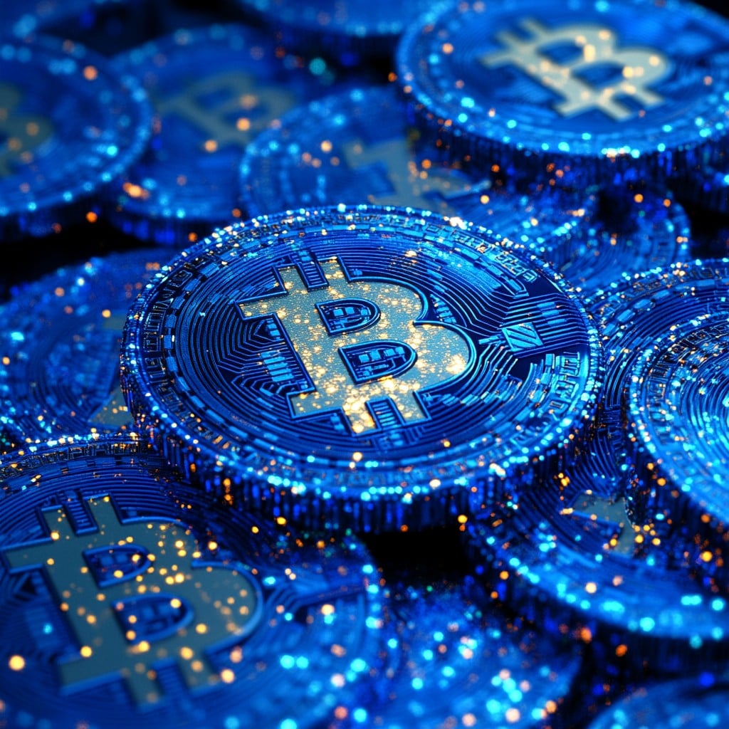 Free Glowing Bitcoin Coins Image - Cryptocurrency, Bitcoin, Blockchain |  Download at StockCake