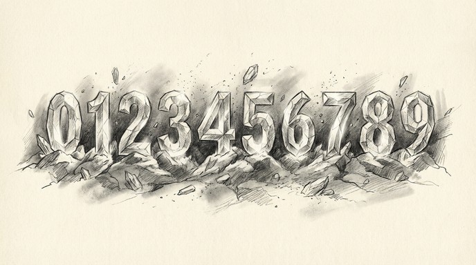 Free Crystal Numerals Drawing Image - Pencil, Sketch, Drawing ...