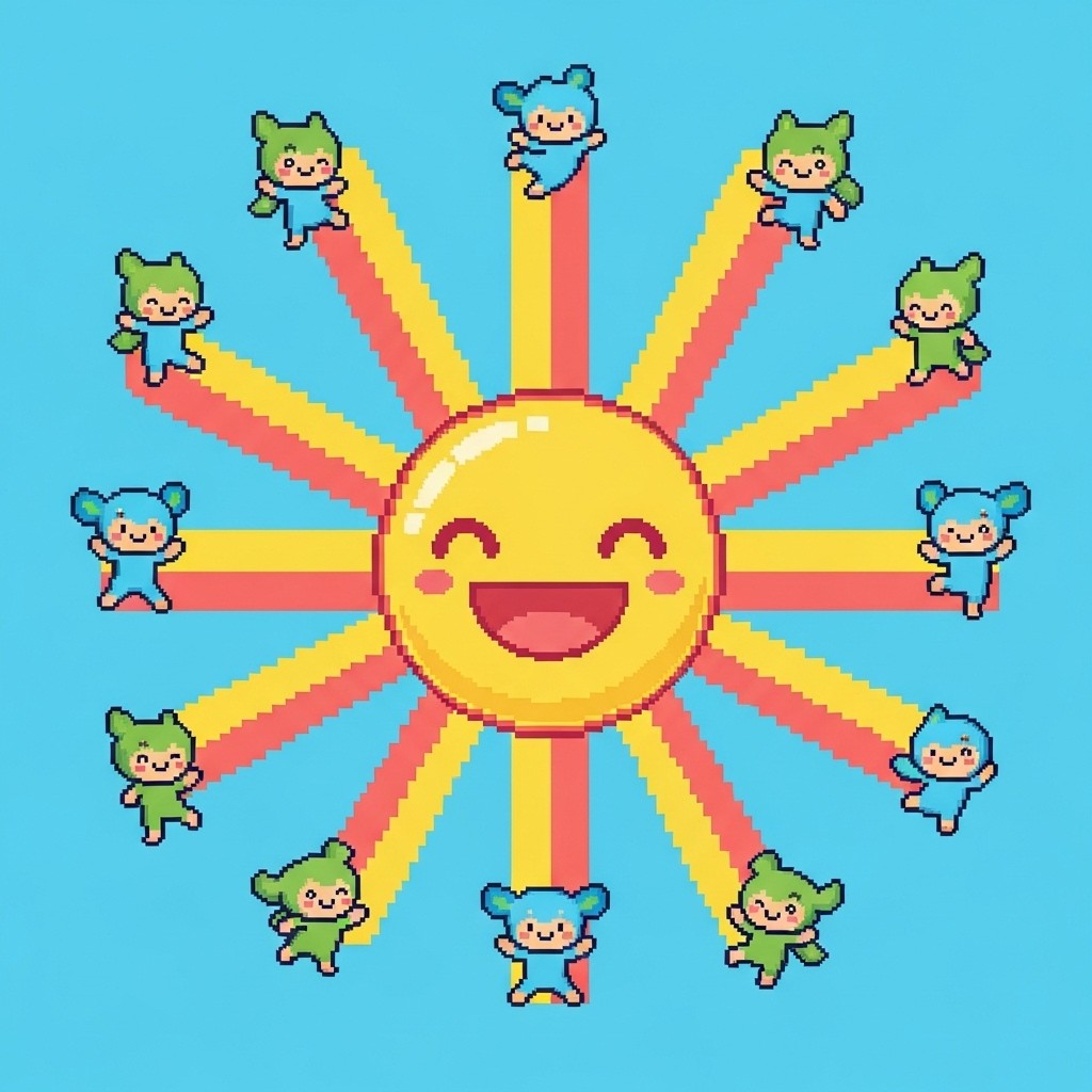 Free Radiant Pixel Joy Image - Sun, Kawaii, Pixel | Download at StockCake