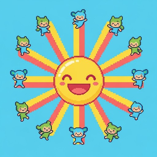 Free Radiant Pixel Joy Image - Sun, Kawaii, Pixel | Download at StockCake
