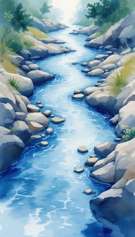 Free Peaceful Stream Flows Image - Watercolor, Stream, Nature ...