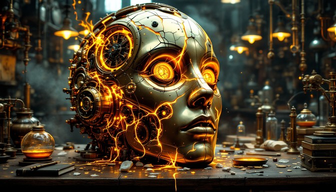 Kintsugi Robot Free Golden Mechanical Repair Image - Steampunk, Kintsugi, Robot ...